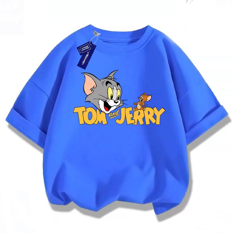 Summer 2026 Boys Girls T-Shirt Tom Jerry Short Sleeve for Boys Girls Children Tops Back To School
