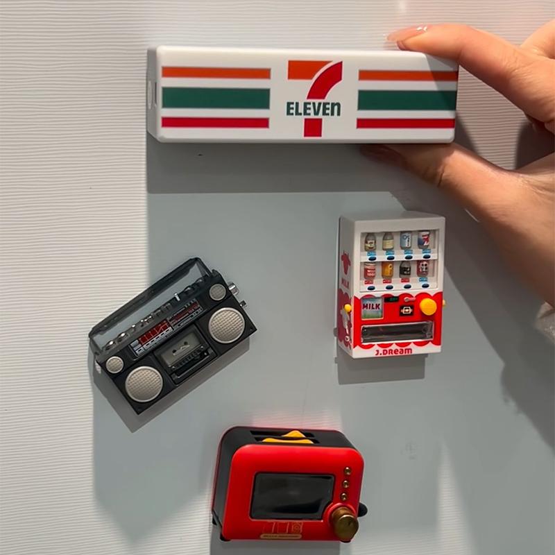 Kiosk Kühlschrankmagnet Miniaturmodell Magnetische Anziehung Dekoration Nachtlicht Atmosphärenlicht Leuchtendes Schild