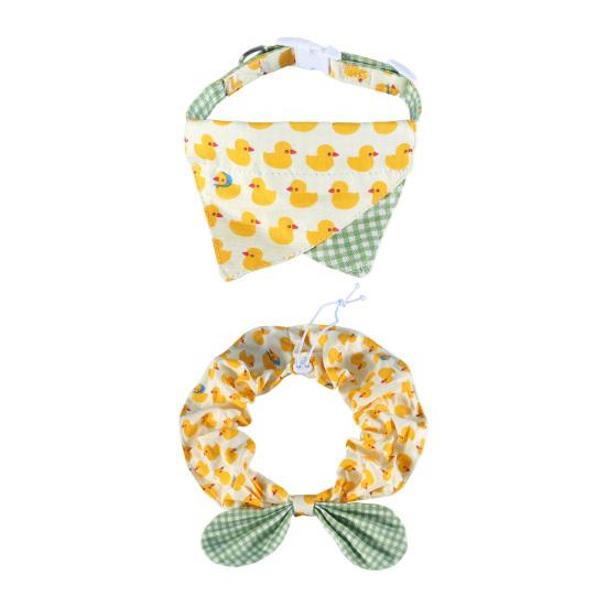 Dog Bandana Bib Cute Yellow Duck Design Dog Saliva Towel Adjustable Pet Collar Scarf for Small Medium Large Dogs Cats