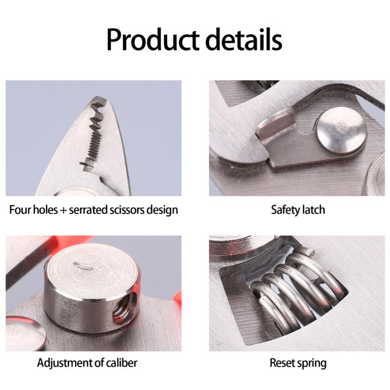 Professional 4 Port Fiber Cable Stripping Tool Adjustable Jaw Spring Mechanism Kevlars Shear Function