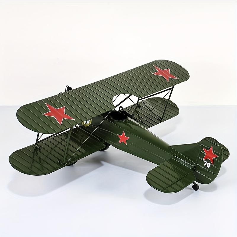 

1 шт. Винтажный железный самолет для демонстрации, Классический дизайн с зеленой/красной звездой, Идеально подходит для ТВ-тумб, винных полок, прихожих, гостиных армия зеленый
