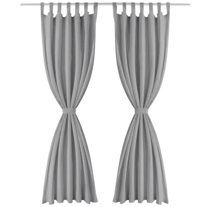 VidaXL Rideau occultant avec boucles 2 pcs 140 x 175 cm Gris