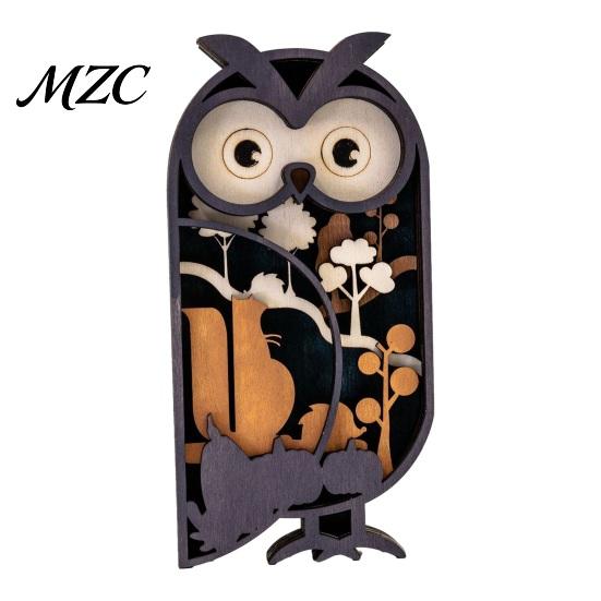 Unique Wooden Gifts for Owl Lovers Multi Layer Figurine, 3D Layered Crafts, Creative Wood Handcrafted Figurines Carving Animal Ornaments Home Bedroom