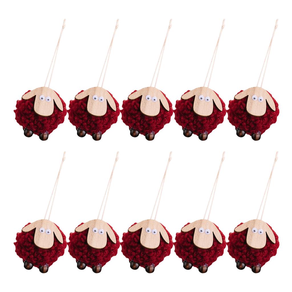 Set of 10 Soft Felt Sheep Christmas Tree Decorations Felt Sheep Hanging for Christmas Tree Ornamentation and Gifts