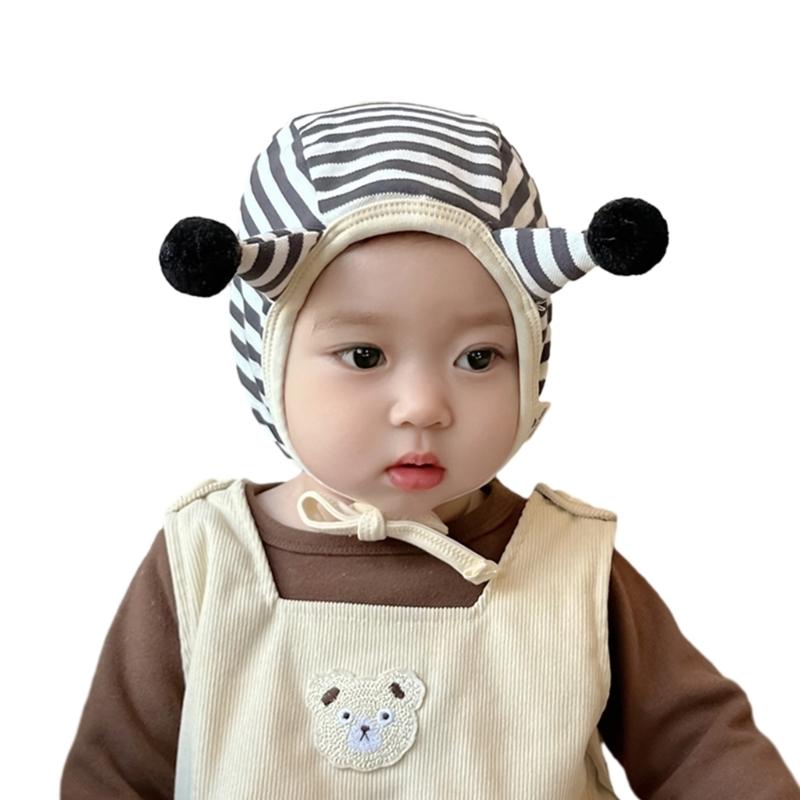Frühlings Kleinkinder Ohrenklappenmütze mit Antennen-Optik & Verstellbarem Kinnband, 3-12M Säuglings Jungen Mädchen Ohrenschutz Mütze