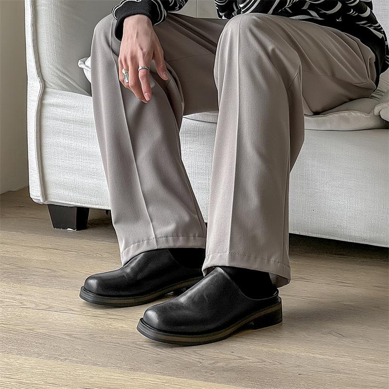 Pánské pantofle na platformě s jedním pedálem, kožené boty z lesklé lakované kůže, korejská verze, trendy velká hlava, pantofle Boken 74643-T