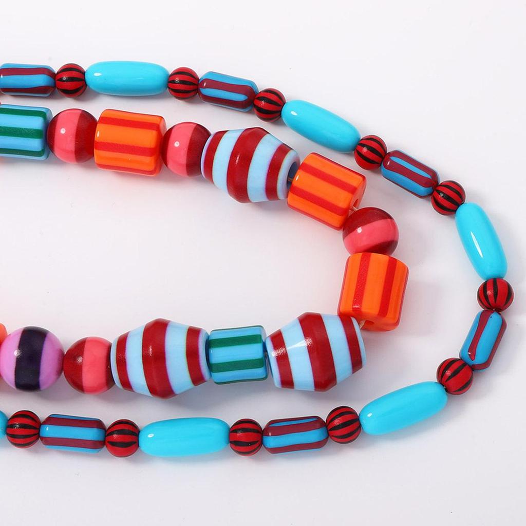 Fashionable Beach Ocean Style Necklace Layered Irregular Geometric Colored Bead Necklace for Women