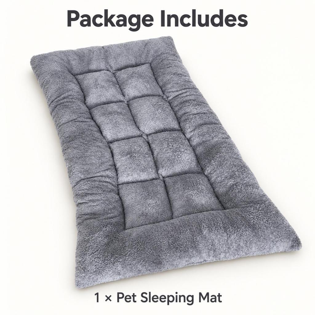 Reversible Gray Polyester Pet Sleeping Mat for Dogs and Cats, M/L Sizes