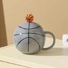 Basketball Shape Teas Cup with Handle 420ml Large Ceramic Coffee Mug Porcelain Teas Cup Gift for Friend, Family