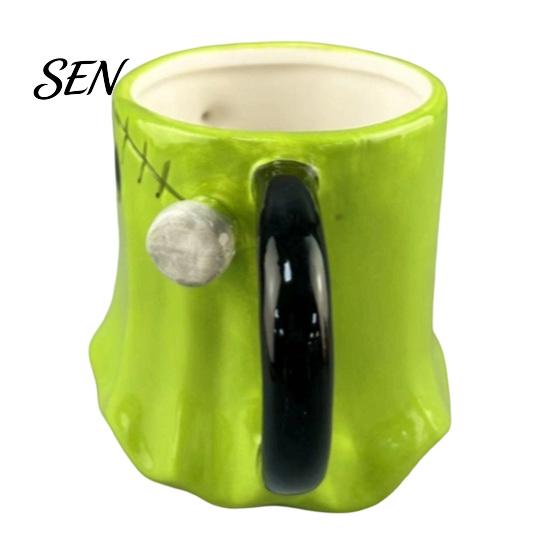 Dreidimensionale Geistertasse Grüne Keramik-Wassertasse mit Henkel, 3D Halloween Dekorationstasse, Thematische Kaffee Tasse 490ml Fassungsvermögen, Kreatives Trinkgeschirr