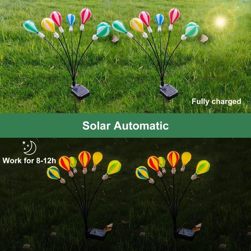 New Solar Hot Air Balloon Swing Light 6LED Firefly Ground Plug Light Courtyard Garden Camping Starburst Lawn Light