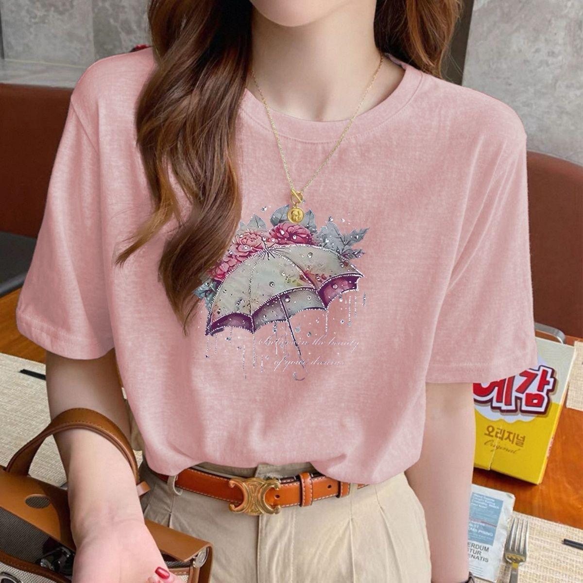 

Snowflake Print Plus Size Cotton Short-Sleeve Round Neck Summer Top XL (recommended for 112-125 lbs)