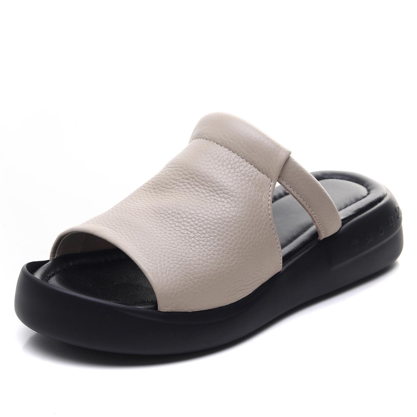 

Johnature Leisure женские тапочки с открытым носком на толстой подошве, легкие универсальные уличные шлепанцы на мягкой подошве 39 бежевый