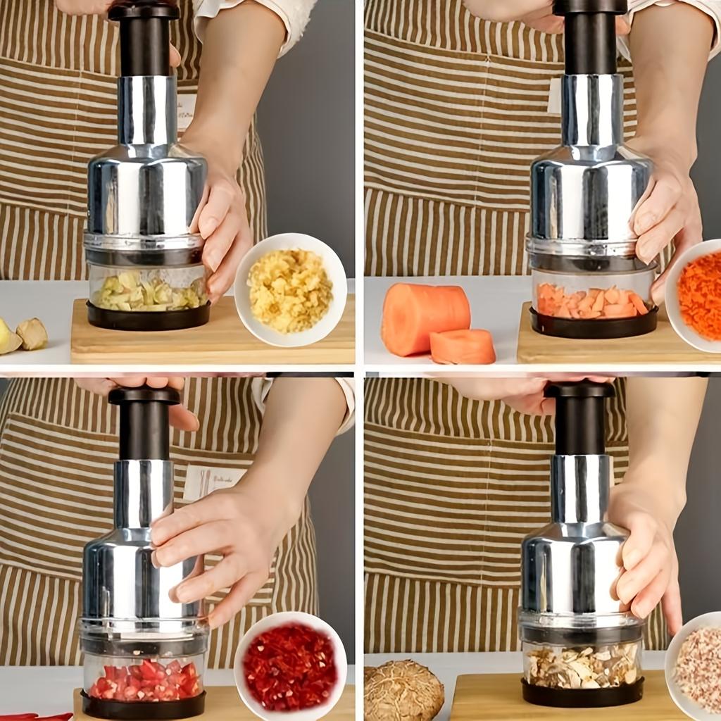 1 bucată presă de usturoi și tocător de alimente din oțel inoxidabil - potrivit pentru usturoi, ceapă, nuci, etc.. - ușor de folosit