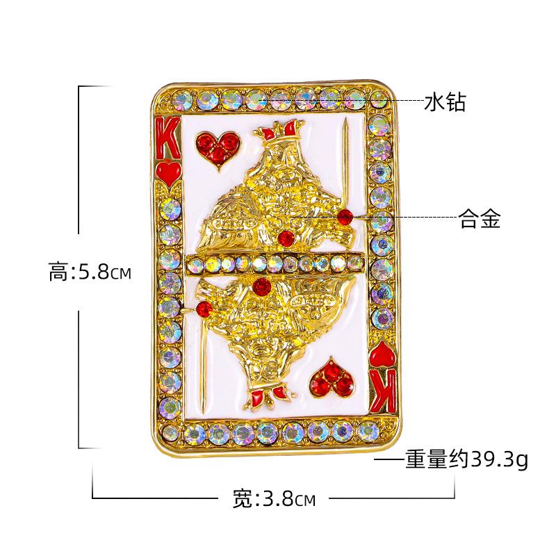 Poker Brooch Heart Pin Alloy Diamond Hip Hop Poker Men's and Women's Suit Collar Pin