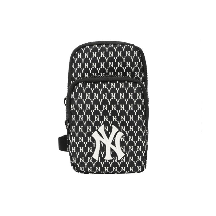 New MLB Nylon Fabric Cell Phone Pouch, Shoulder Bag, Crossbody Bag Mini Unisex Black 32BGDK011-50L