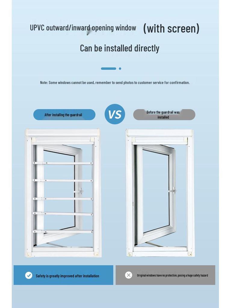 Unsichtbares Bohrloses Kindersicherheits-Fenstergeländer & Einbruchschutznetz