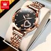 OLEVS Women Watch Luxury Brand Elegant Diamond Heart Design Waterproof Luminous Quartz Watch Dress Women Watch