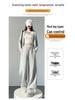 Women's American-Style Gray Wide-Leg Sweatpants: 2025 Spring Collection, Loose High-Waisted Casual Straight-Leg, Floor-Length.