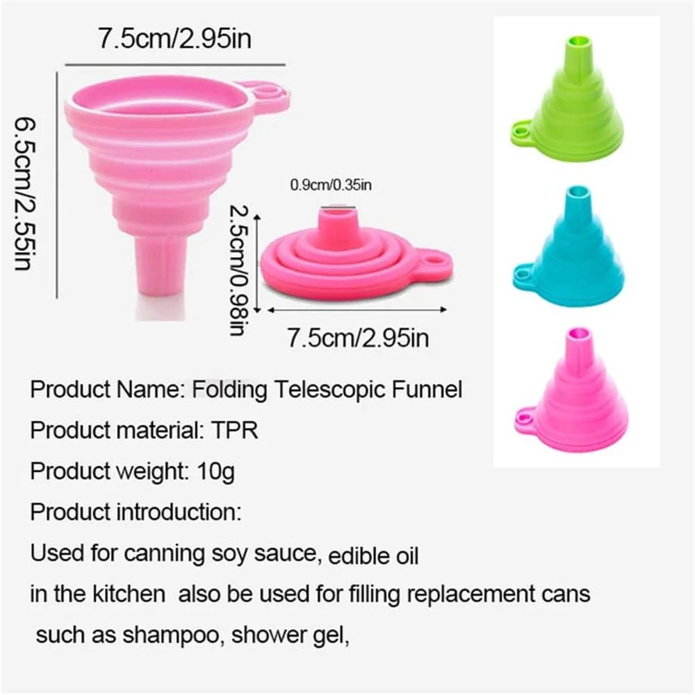 Barevný Mini Silikonový Skládací Zábavný Trychtýř Únik Oleje Teleskopický Násypka Kuchyňský Nástroj pro Dávkování Kapalin Kuchyňské Doplňky