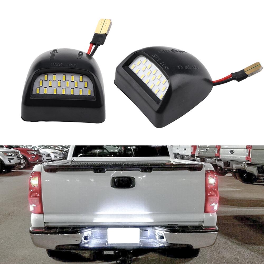 2-Piece 18-LED Black License Plate Lights for Pickup Trucks, Chevrolet, Saab, Bantamah, GMC, Cadillac.