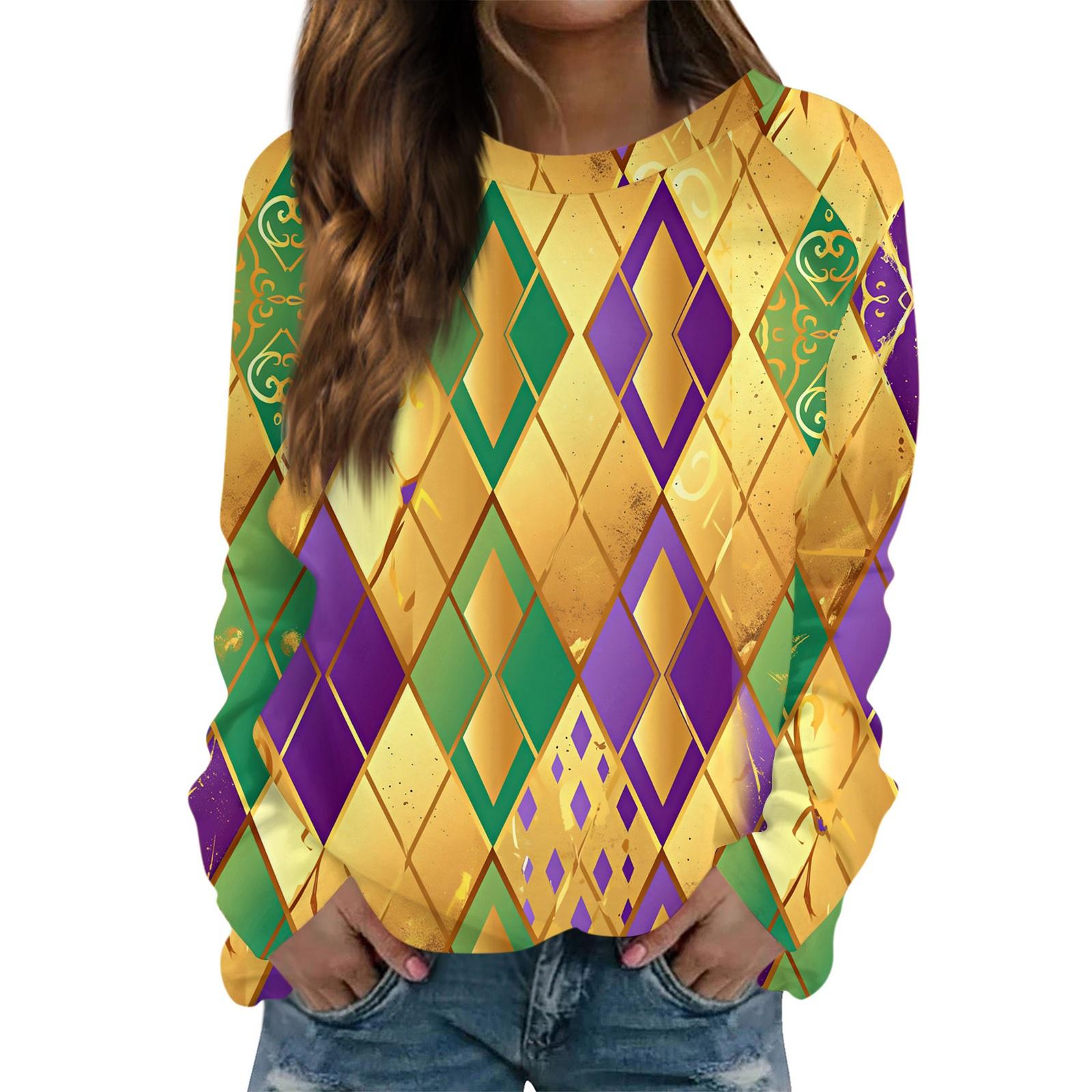 

Круглый вырез с длинным рукавом толстовки для женщин принт графический топ повседневные базовые топы пуловер XL жёлтый