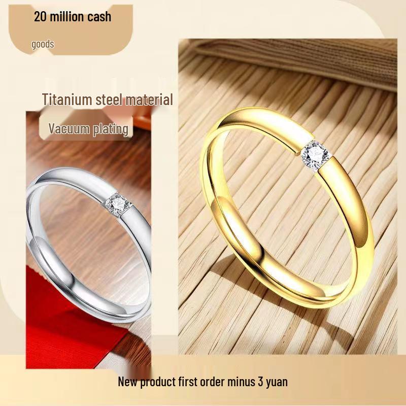 Damesring i rustfritt stål, Luksuriøs stil med diamant og zirkon, Ikke-falmende titansmykker.