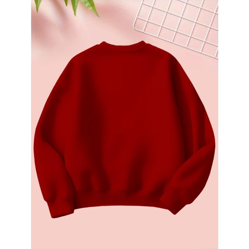 A Stylish Long-Sleeve Round-Neck Sweatshirt for Girls Featuring A Cartoon Flower Bear Print, Suitable for Outdoor Sports and Everyday Indoor Comfort