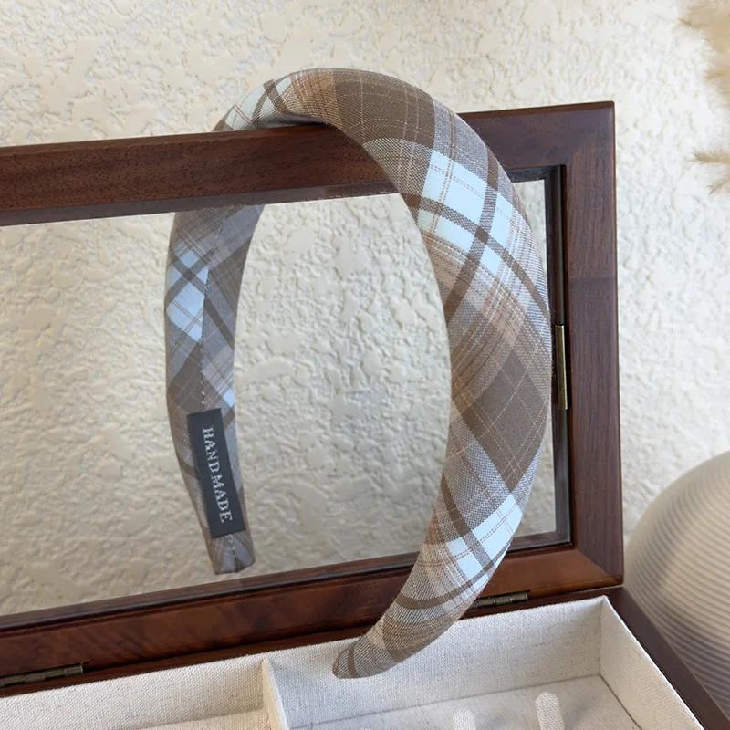 

Весенние милые клетчатые повязки на голову Губчатый широкий ободок Обруч для волос для женщин Девушек Темпераментная повязка на голову Женские модные аксессуары для волос