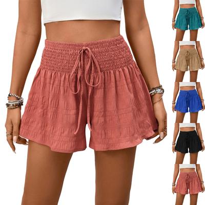 Women's Fashionable Color High Waisted Lace Loose Casual Shorts
