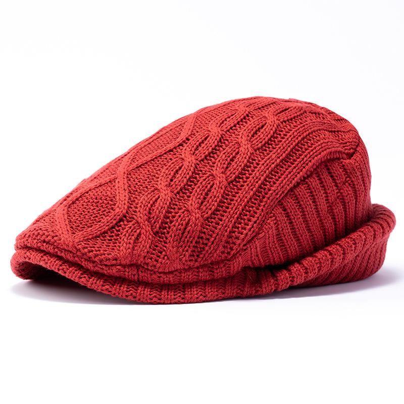 Big Size Autumn Winter Warm Plush Knitted Berets Big Head Retro Versatile Newsboy Caps Women Men Ear Protection Visor Flat Cap