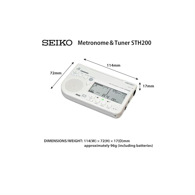 SEIKO Metronome & Tuner White Pickup Microphone - 2-Piece Set Special Pack STH200WHSP
