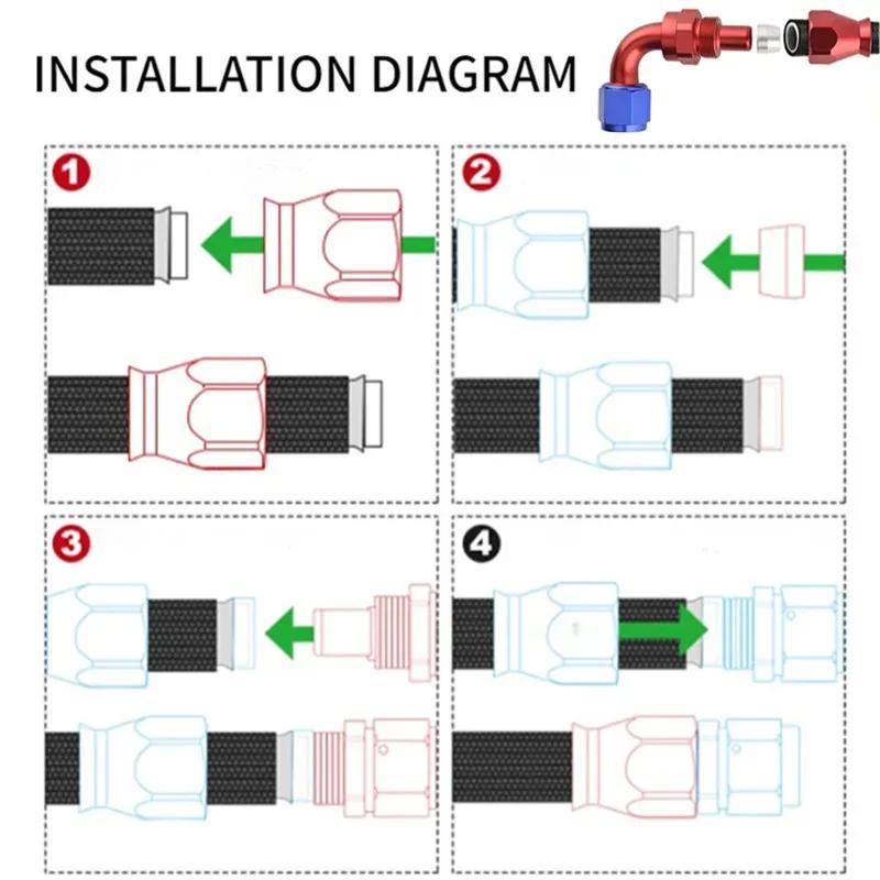 180 Degree AN3 AN4 AN6 AN8 AN10 AN12 Car Hose End Fitting Hose Adapter For Swivel PTFE Oil Fuel Line Aluminium Alloy