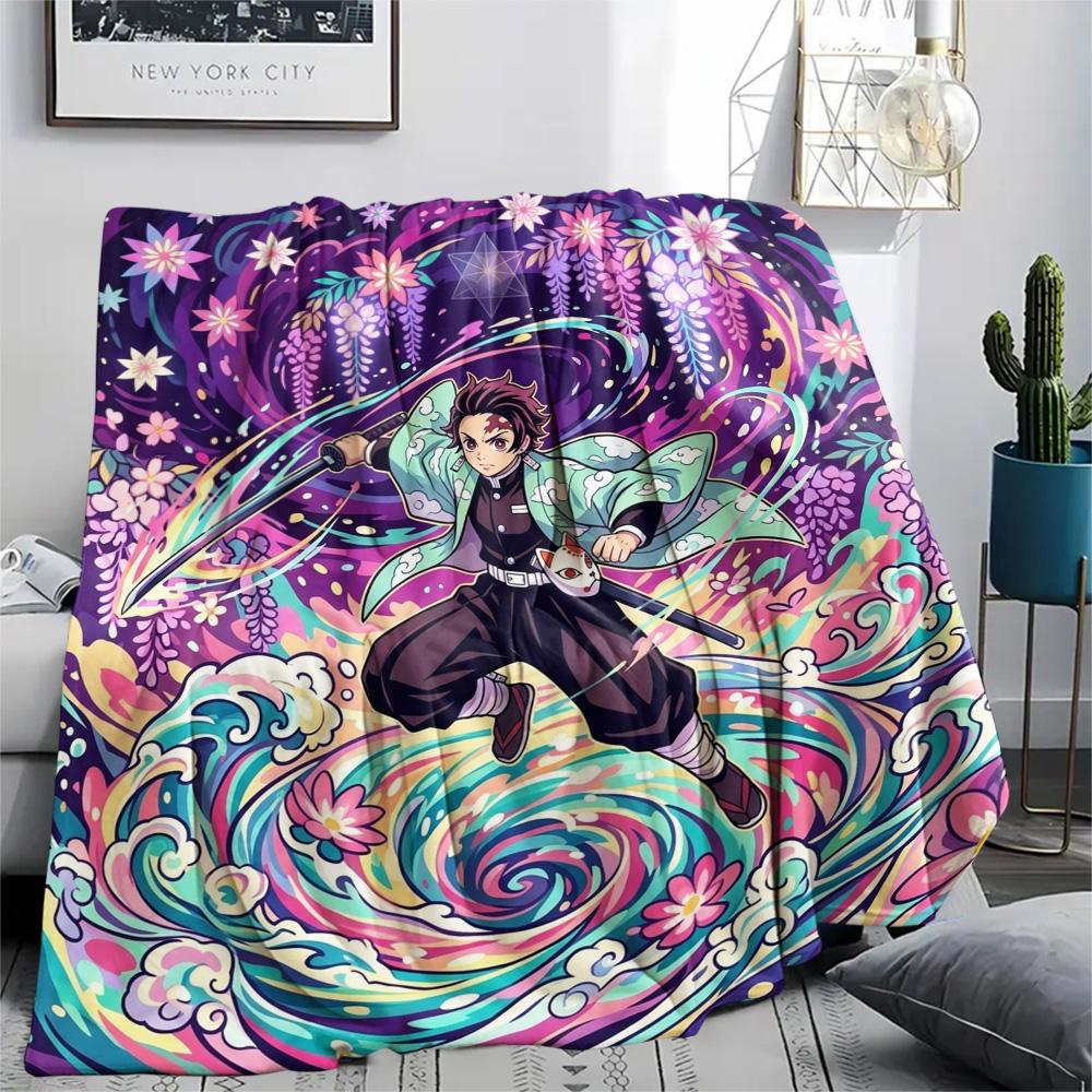 

Demon Slayer Tanjiro Print Flannel Blanket, Ultra Soft High Quality All Seasons Warm Throw, Home Decor Cozy Blanket, Perfect Christmas Gift 80cm x 120cm
