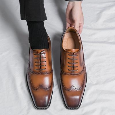 Neue Braune Herren Kleiderschuhe Derby Schuhe Eckige Zehenpartie Schnürschuhe Business Schwarz Handgefertigt Zapatos Mujer