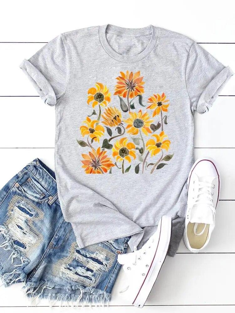 Print T-shirts Clothing Women 90s Sweet Lovely Cactus Trend T Clothes Short Sleeve Ladies Casual Fashion Female Graphic Tee