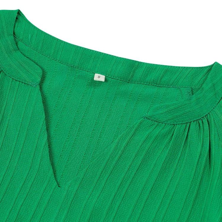 Women Casual V-Neck Loose Pullover Top Half Sleeved Blouse Solid Color Spring Summer Shirt S-XL