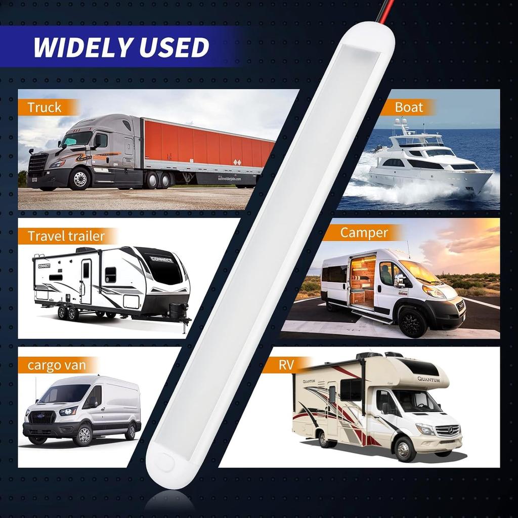 12V LED Interior Light Bar 120LEDs 1800LM 8W DC Frosted 12 Volt Led Strip Lights With ON/Off Switch 12V Led Light Enclosed Trailer Truck Interior