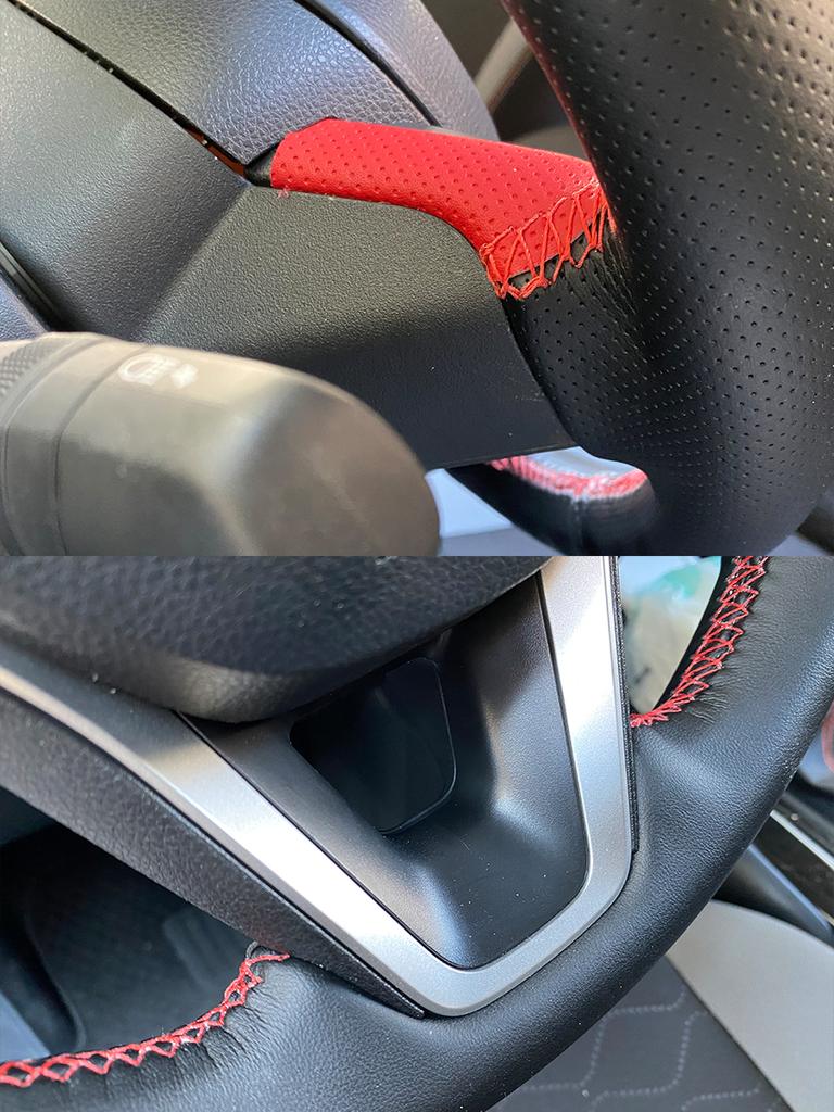 hand-stitched Anti-slip black red Genuine Leather Steering Wheel Cover For Toyota Avalon Camry Crown 2018-2019 Corolla 2018-2020