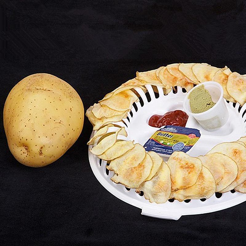 

Diy Low Calories Microwave Oven Fat Potato Chips Maker Apple Fruit Potato Crisp Chip Slicer Snack Maker Set Tray Kitchen Tool
