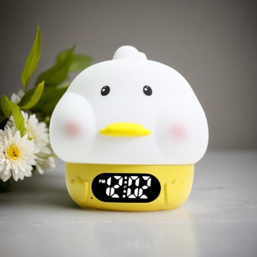 

1 шт. новый будильник-ночник в виде утки, дисплей преобразования даты/температуры, можно переключать цвет подсветки