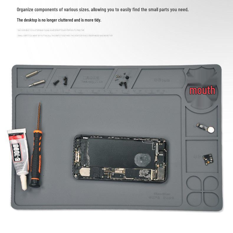 Heat-Resistant Silicone Repair Pad with Magnetic Screw Slots for Phone and Motherboard Repairs