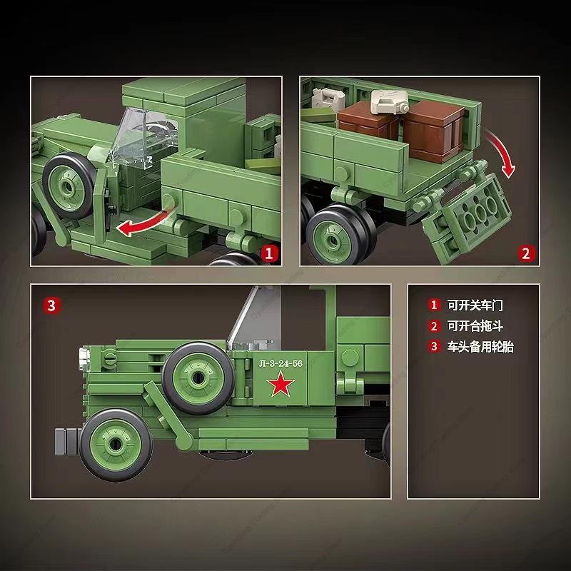 Hot military WWII Soviet Army GAZ-AAA truck war weapons vehicles transport equipment Building Block Set model ww2 bricks toys Gift Present
