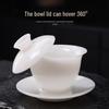 Ice Jade Gaiwan: Large Luxury White Porcelain Tea Bowl & Cup