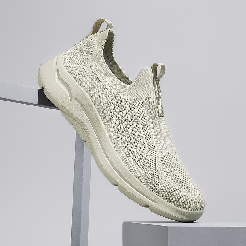 Foreign trade fly-woven mesh breathable shoes men's shoes one-pedal lazy shoes summer sports and leisure dad walking shoes