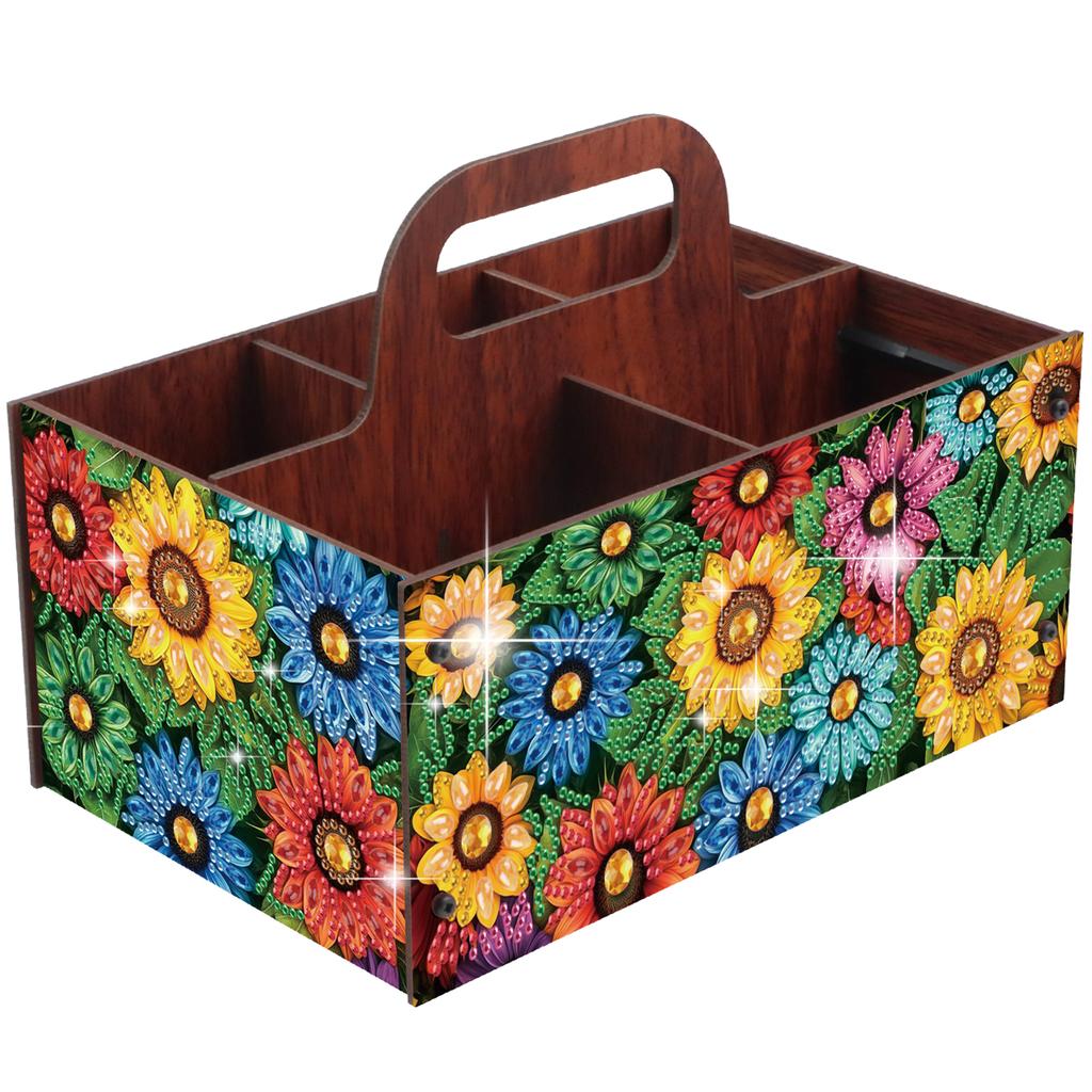 DIY Wooden Diamond Art Painting Storage Box Kit with Handheld Diamond Art Painting Holder Box for Home Office Decor Crafts Gift