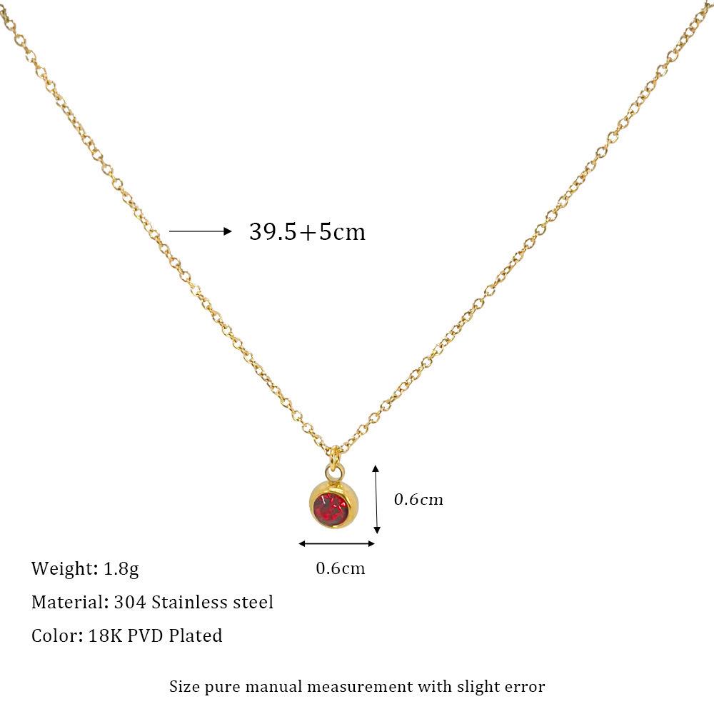 Colorful Zodiac Birthstone Pendants: 12 Round Zirconia Stones for Women in Stainless Steel