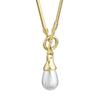 Autumn And Winter Water Drop Pearl Long Necklace Women'S Light Luxury Stacking Wearing Universal Buckle Snake Bone Chain High-End Sense Collarbone