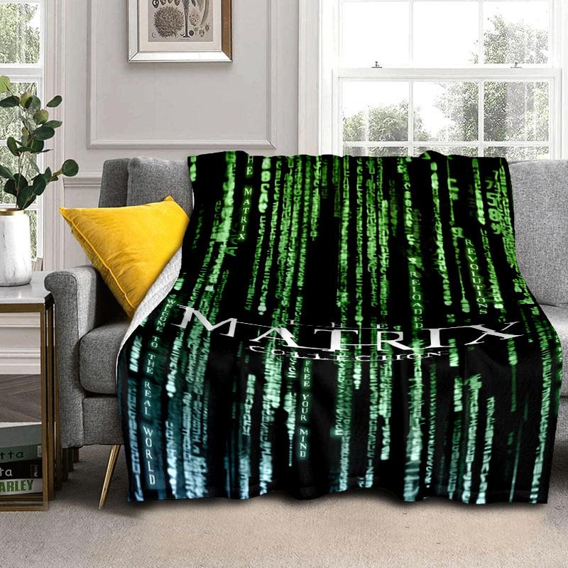 1 Stück Die Matrix Trilogie Cartoon Decke, Tragbare Überwurfdecke für Reisen & Camping, Gemütliche Ganzjahresdecke, Ideales Geschenk
