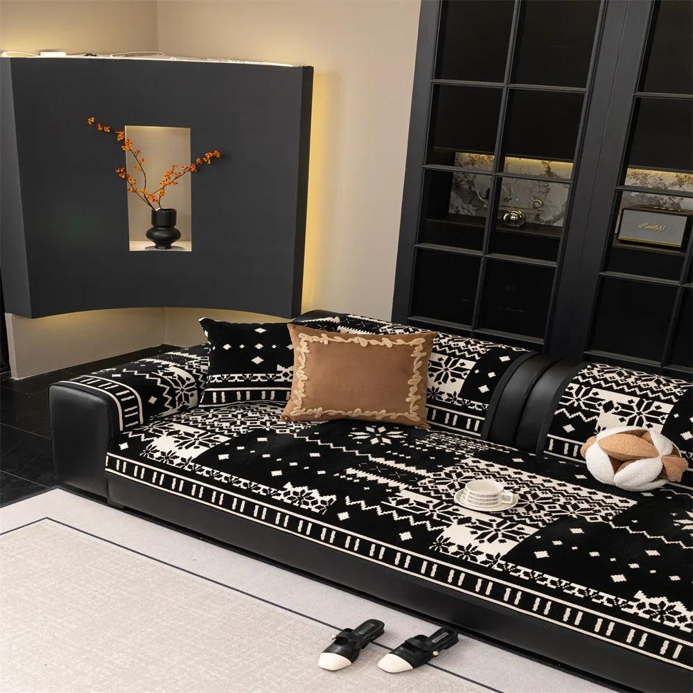 Simple Wind Thickened Soft Waxy Sofa Cushion  New Autumn and Winter One-piece Non-slip Sofa Cover Cross-border